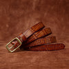 Women’s Embossed Leather Belt Crocodile Pattern Cowhide