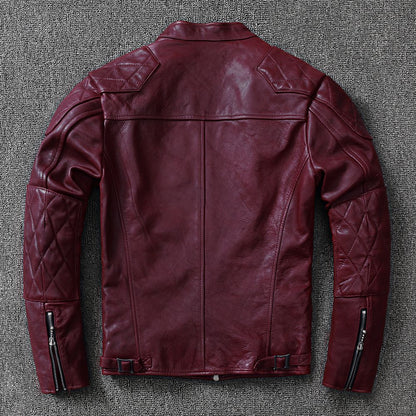 Men slim fit leather biker jacket