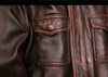 Distressed brown moto leather jacket vintage biker