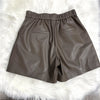 Beige genuine sheepskin leather wide leg women shorts