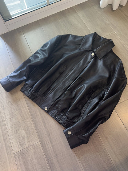 Women’s Genuine Leather Oversized Flight Jacket