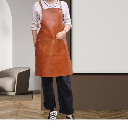 Genuine Leather Cooks Apron with Cross Back Straps