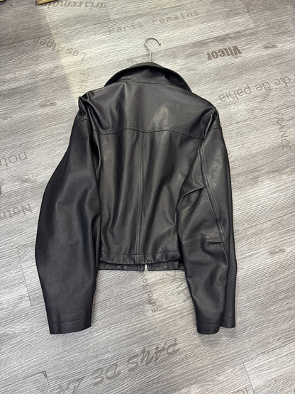 Women Oversized Real Leather Moto Jacket