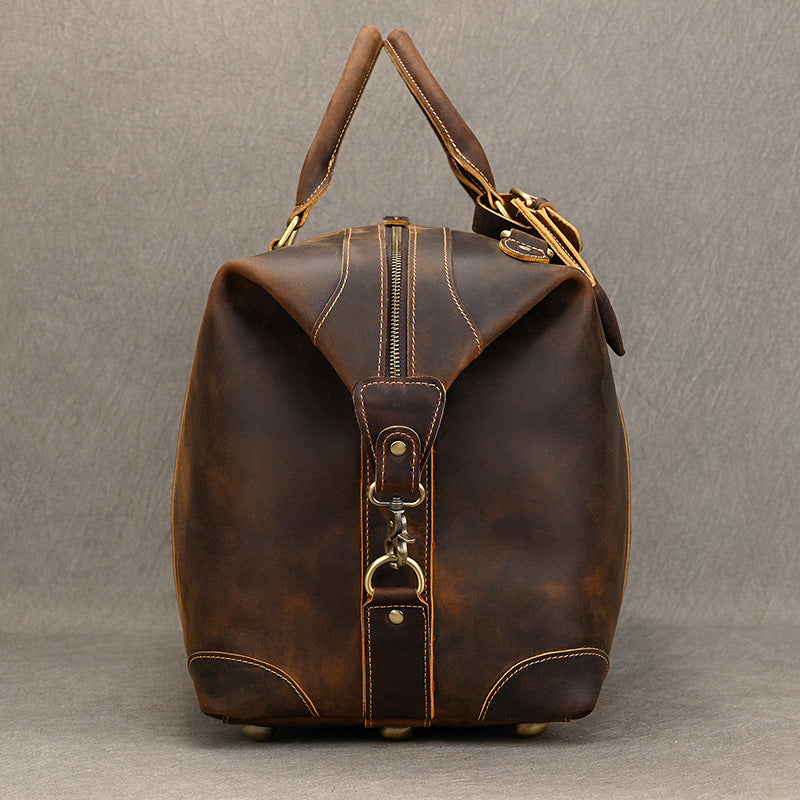 Men’s full-grain leather travel duffle bag