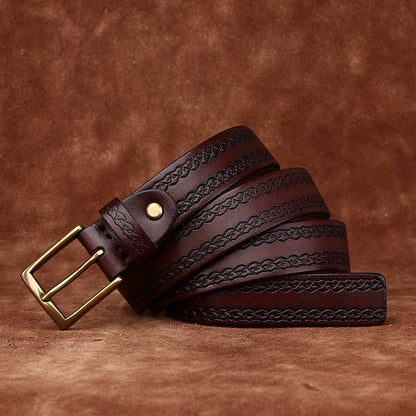 Top Grain Leather Belt for Women with Embossed Detail