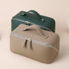 Women's Leather Toiletry Bag with Divided Cosmetic Organizer