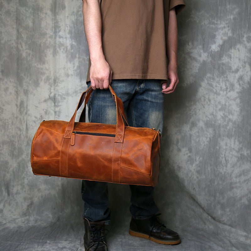 Retro crazy horse leather travel duffel bag