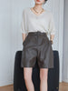 Genuine leather bermuda shorts witH belt