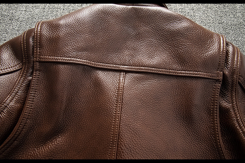 Men Brown Heavy Top Grain Leather Jacket