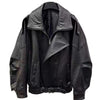 Oversized women genuine leather biker jacket