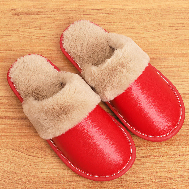 Women's Fur Lined Slippers in Genuine Cowhide Leather