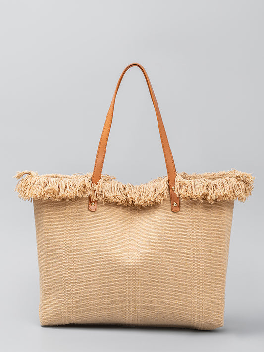 Boho Chic Fringe Trimmed Canvas Tote