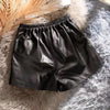 Genuine sheepskin high waisted leather shorts