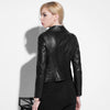 Black slim fit genuine leather jacket women