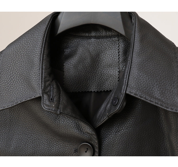 Leather jacket women black lambskin coat