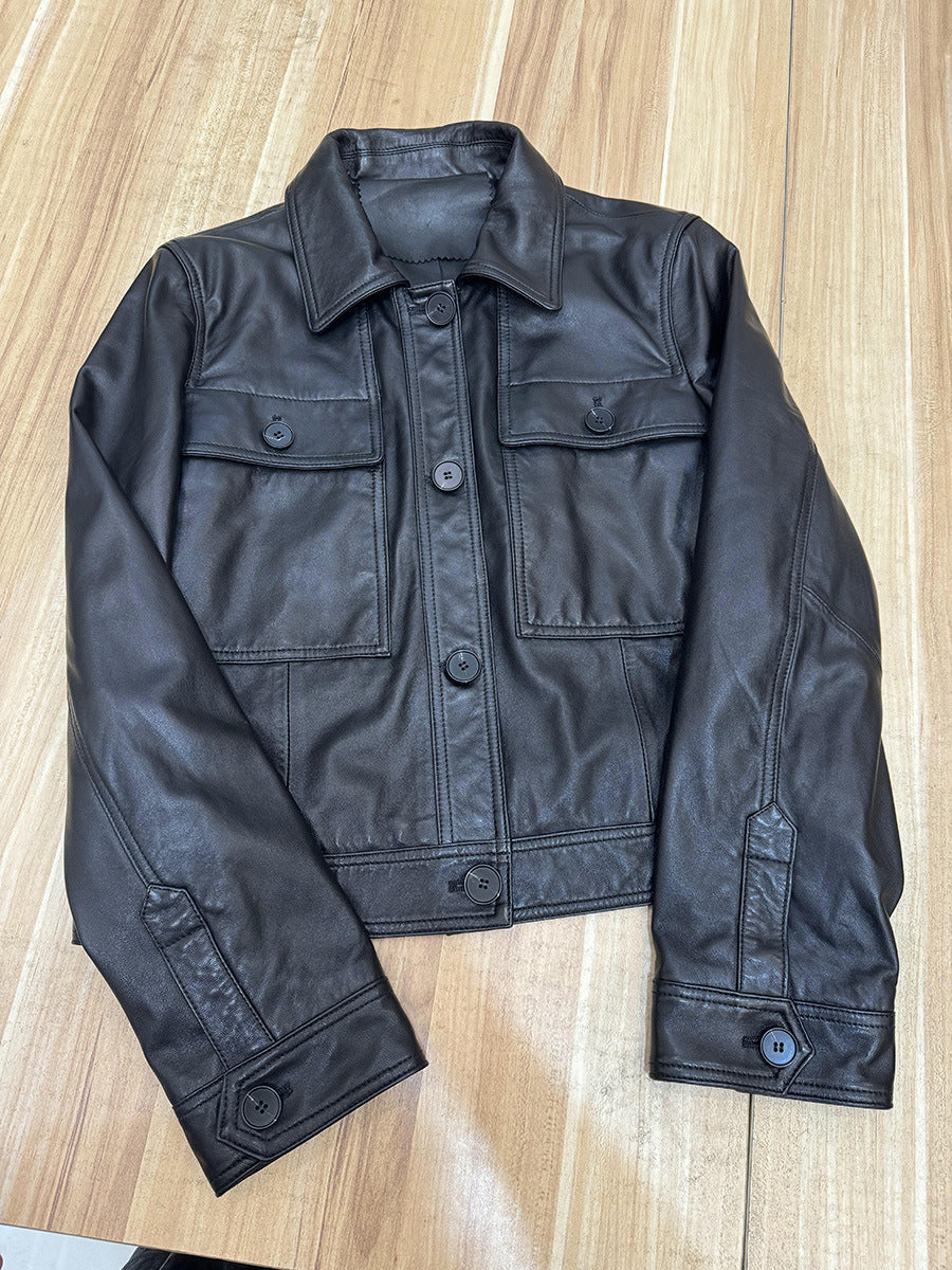 Genuine leather workwear jacket