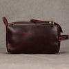 Men's Leather Wash Bag in Dark Brown Top-Grain Cowhide