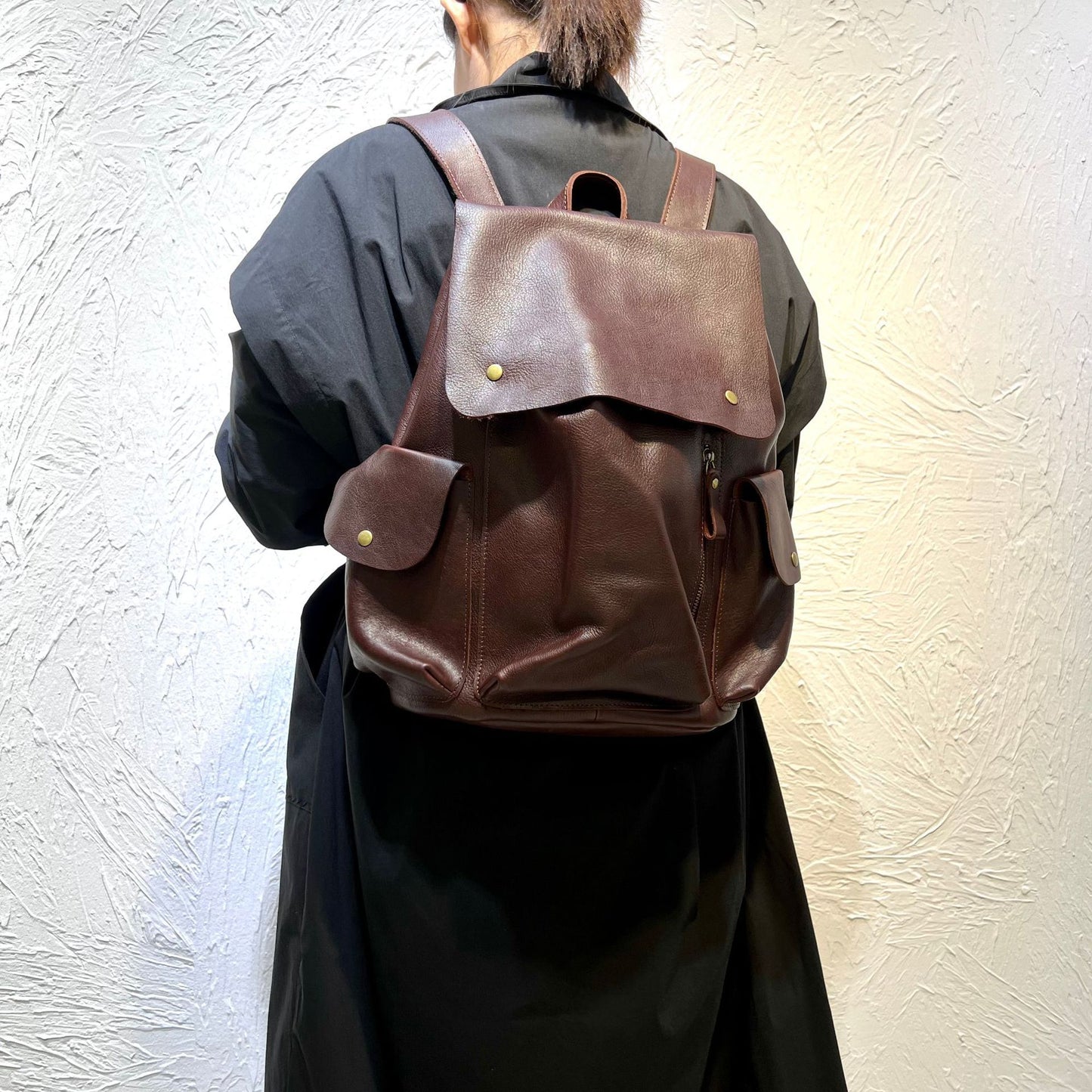 Retro genuine leather women backpack bag
