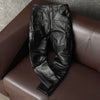 Black leather motorcycle riding pants