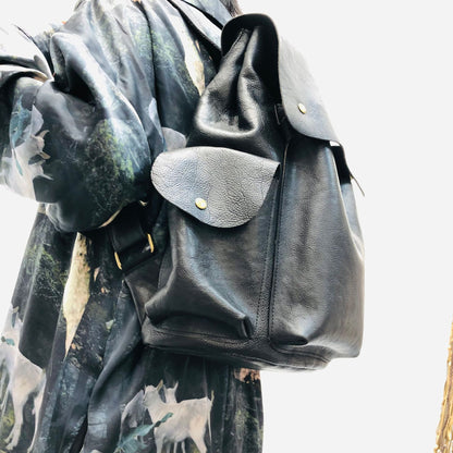 Retro genuine leather women backpack bag