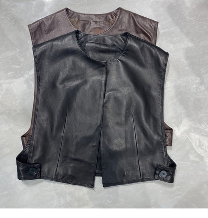 Women's Genuine Sheepskin Minimalist Vest