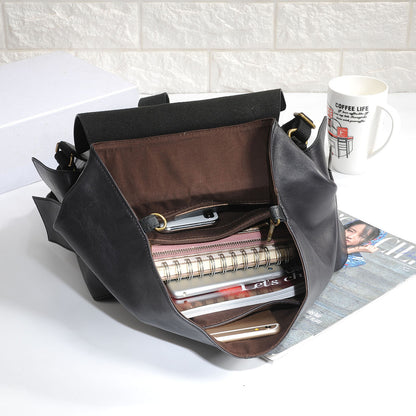 Women top layer cowhide laptop backpack