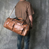 Vintage leather weekender duffel bag for men