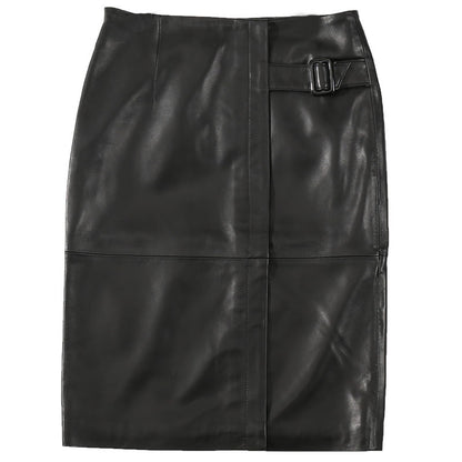 Women’s High-Waist Genuine Leather Midi Skirt