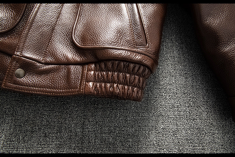 Men Brown Heavy Top Grain Leather Jacket