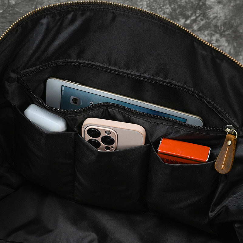 Men leather travel duffle weekender luggage bag