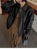 Women’s Genuine Leather Oversized Flight Jacket