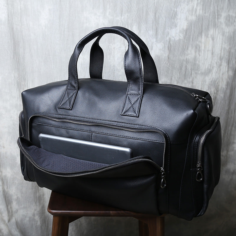 Men’s full grain leather travel duffel bag