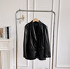 Women Oil-Waxed Loose Fit Genuine Leather Jacket