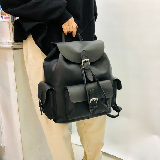 Vintage distressed leather laptop backpack women