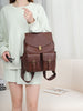 Women leather backpack laptop carry bag