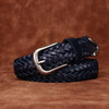 Womens Woven Belt in Top-Grain Leather with Pin Buckle
