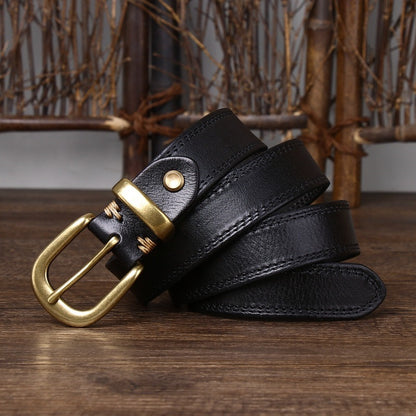 Women’s Genuine Leather Belt in Top-Grain Cowhide with Pin Buckle