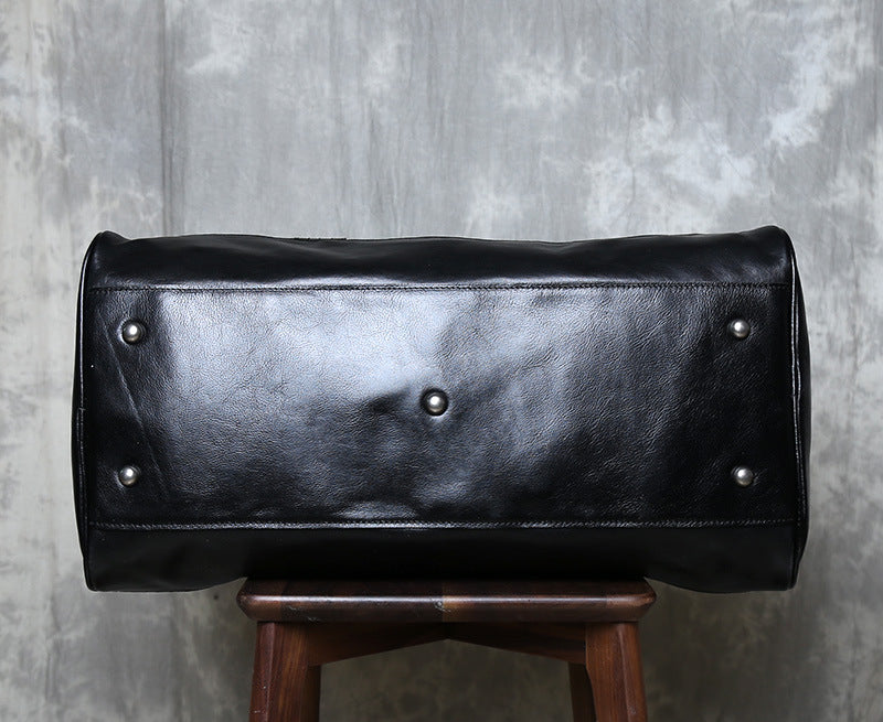 Men’s leather travel overnight duffel bag