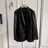 Women Oil-Waxed Loose Fit Genuine Leather Jacket