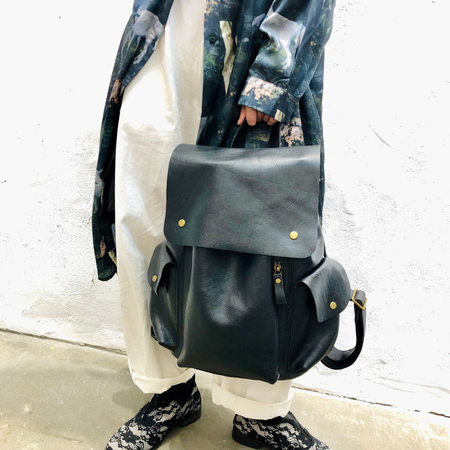 Retro genuine leather women backpack bag