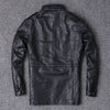 Hunting mid length leather jacket men