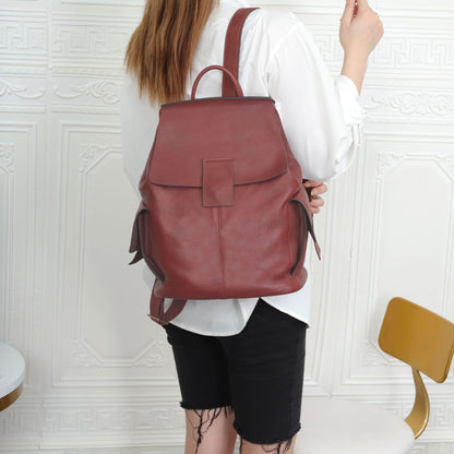 Women top layer cowhide laptop backpack