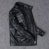 Hunting mid length leather jacket men