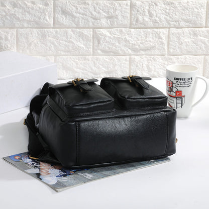 Women leather backpack laptop carry bag