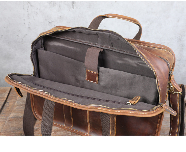 Brown Top Grain Leather Airport Messenger Bag