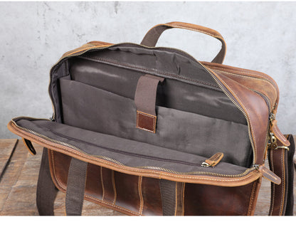 Brown Top Grain Leather Airport Messenger Bag