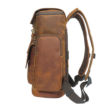 Crazy horse leather travel backpack