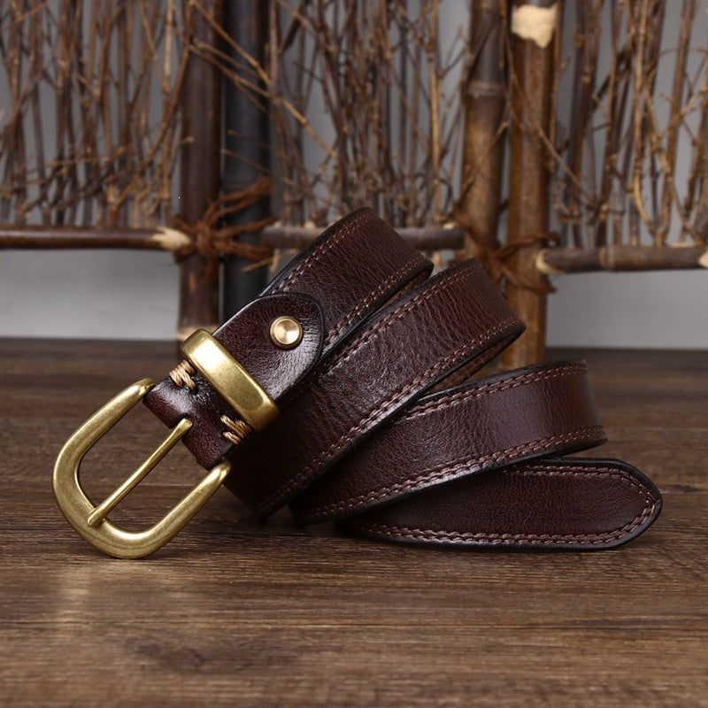Women’s Genuine Leather Belt in Top-Grain Cowhide with Pin Buckle