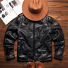 American retro black cowhide leather jacket