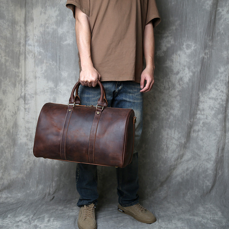 Leather duffel bag for men travel overnight